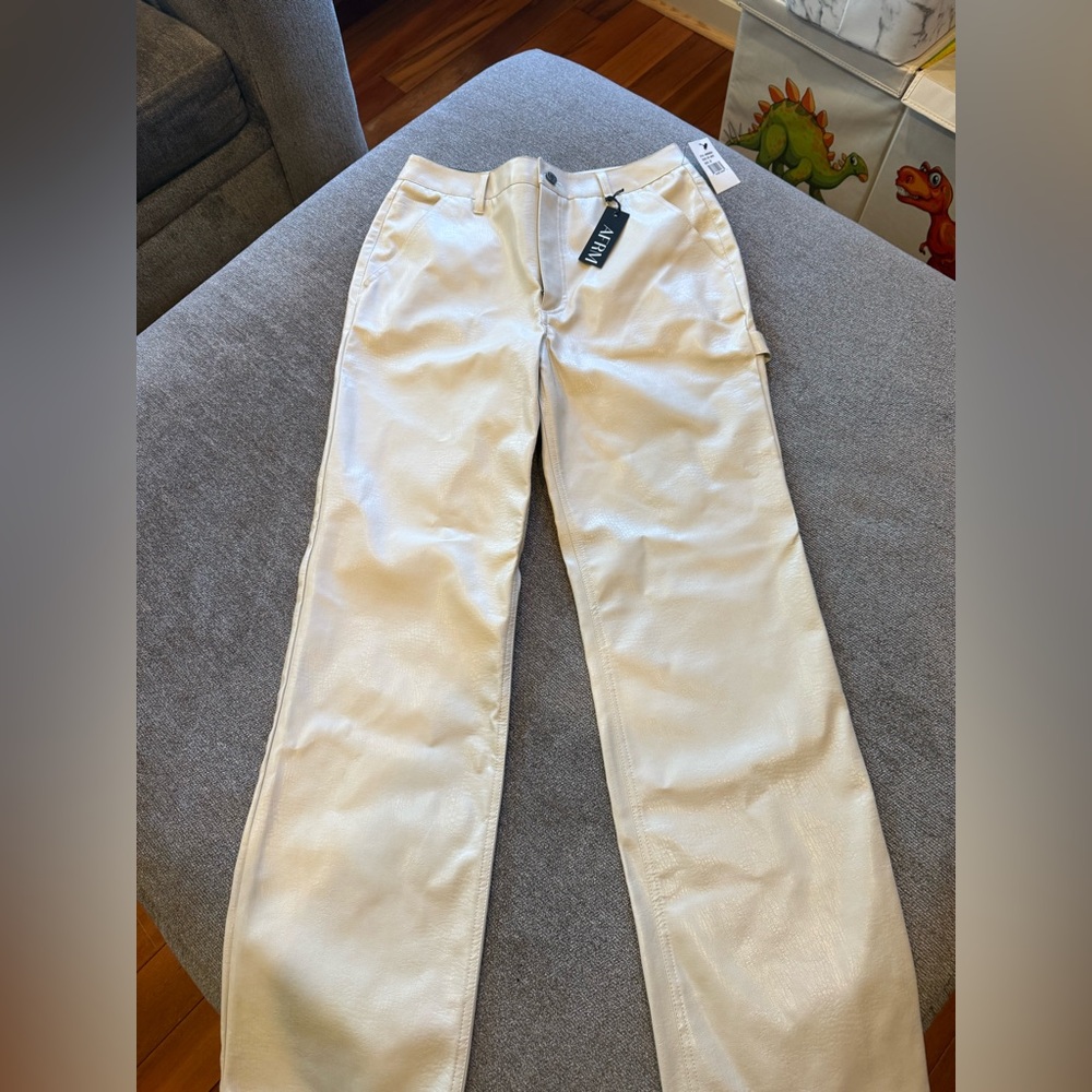 AFRM Cream Straight-Leg Jeans